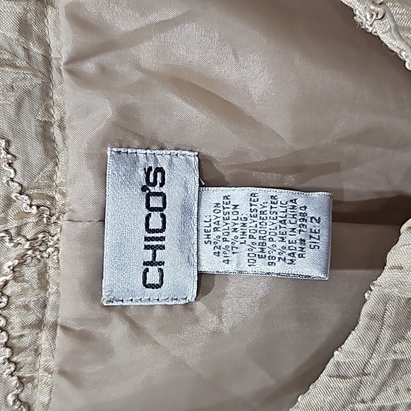 Chicos Jacket Blazer Size L (2) Metallic Long Sleeve Embellished Beaded Party - Picture 2 of 11